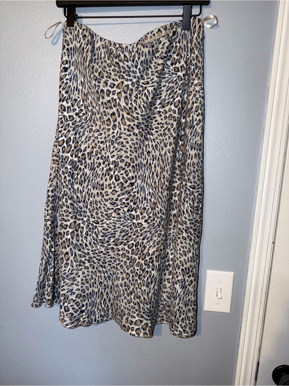 Marks & Spencer Leopard-Print Midi Slip Skirt in Beige and Black